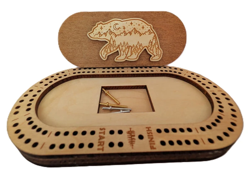 Travel Size Bear Cribbage Board