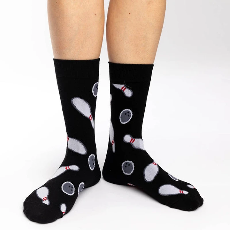 Women's Bowling Black Crew Socks