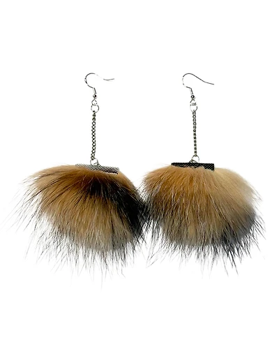 Fox Fur Earrings - Natural