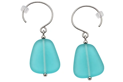 Cultured Sea Glass Earrings Turquoise