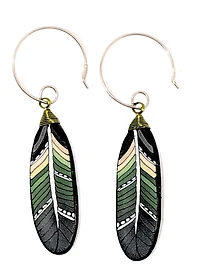 Feather Earrings - Green