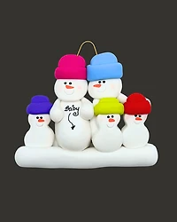 Expecting Snowman Couple with Children Ornament