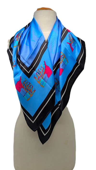 Inuit Silk Scarf - Burgundy Inuk with Birds