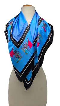 Inuit Silk Scarf - Burgundy Inuk with Birds