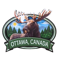 Ottawa Canada 2D Moose - Wooden Magnet