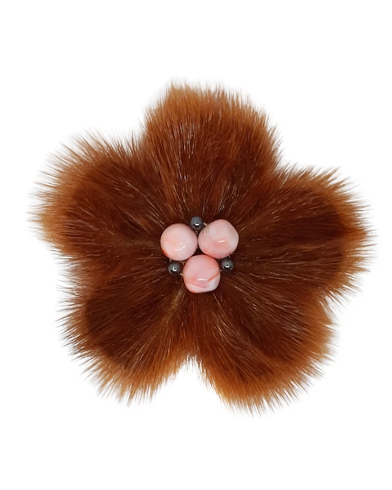 Orange Sealskin Flower Brooch - Sanija Padluq