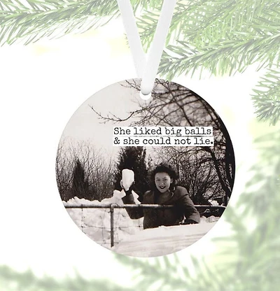 Funny Snowball Round Ornament