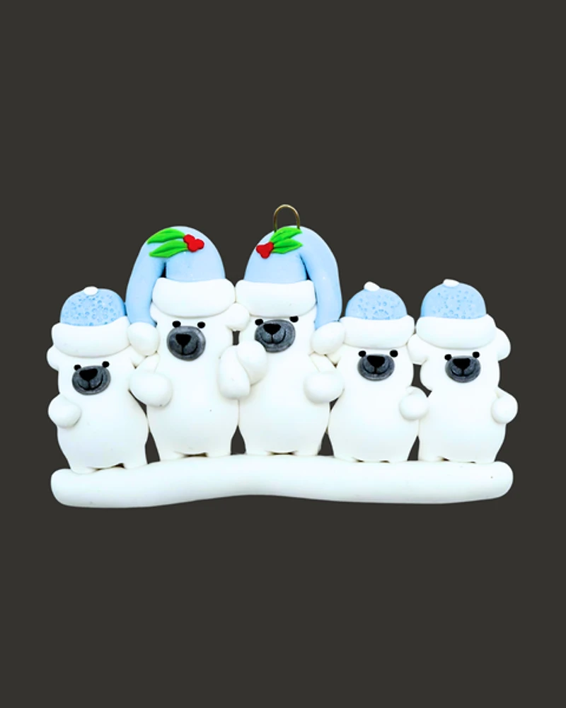 Polar Bear Family of 5 Ornament