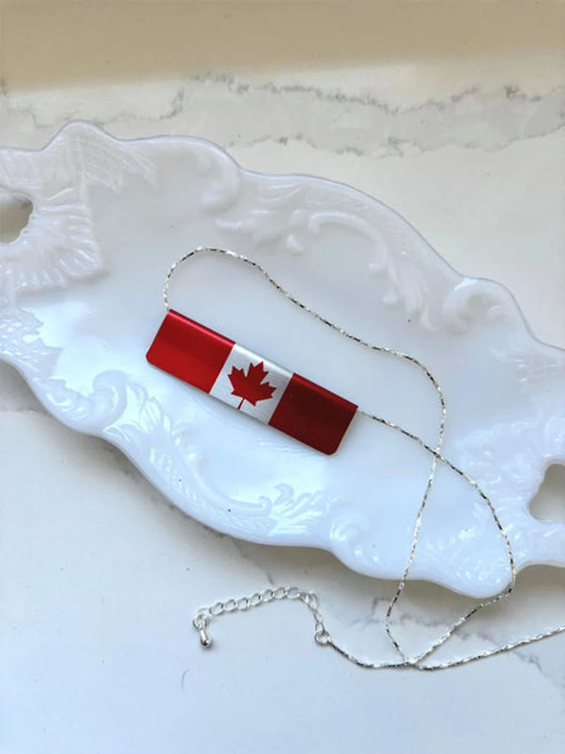 Reversible Red Flag Bar Necklace