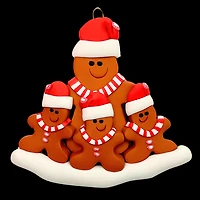 Single Parent Gingerbread Family of 4 Ornament
