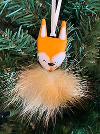 Furry Glass Fox Ornament