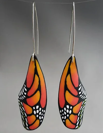 Butterfly Wing Earrings - Large Monarch