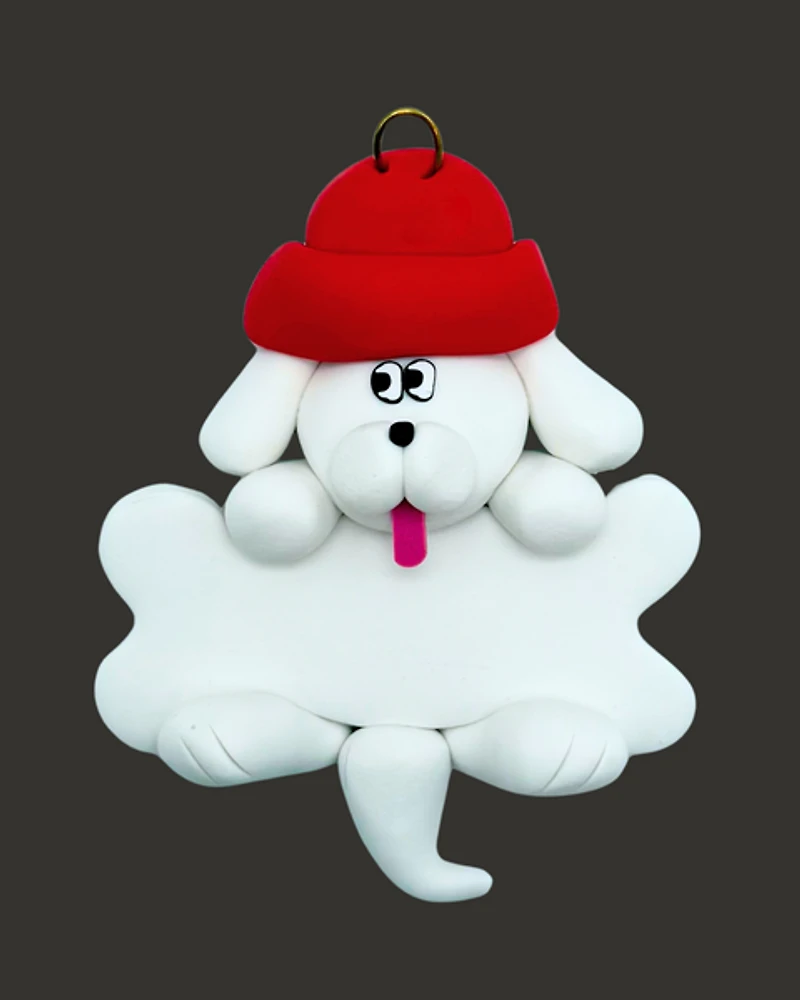White Dog & Bone Ornament