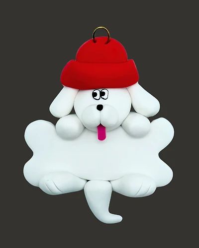 White Dog & Bone Ornament