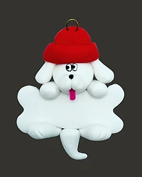 White Dog & Bone Ornament