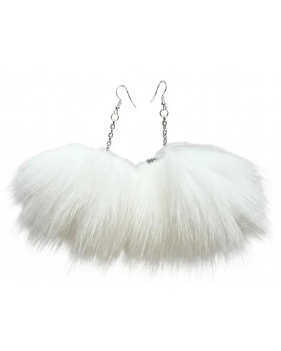 Fox Fur Earrings - White