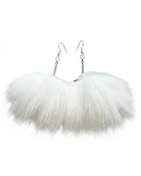 Fox Fur Earrings - White