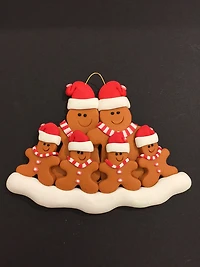 Gingerbread Family of 6 Ornament