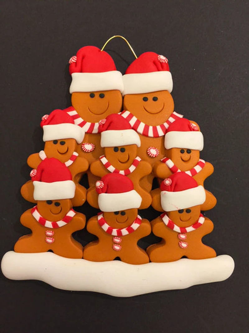 Gingerbread Family of 8 Ornament