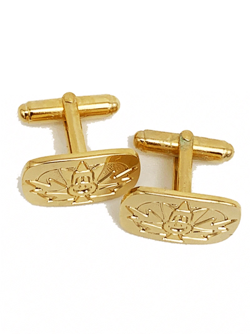 First Nations Maple Leaf Cufflinks - Gold