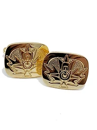 First Nations Maple Leaf Cufflinks - Gold