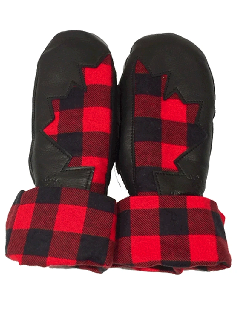 Canadian Deerskin Checkered Mitts