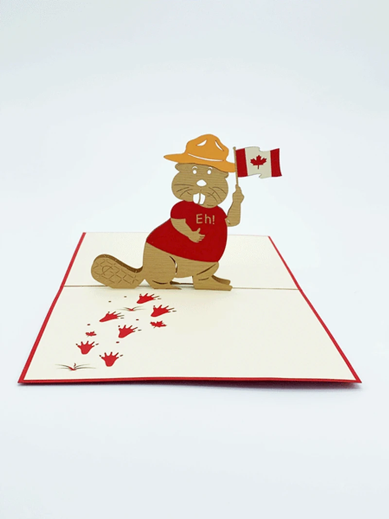 Canadian Beaver 3D Pop-Up Art Card