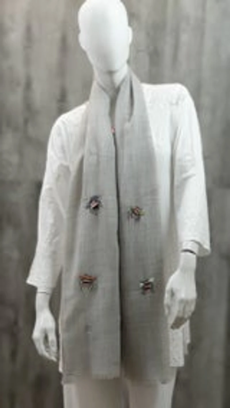 Cashmere Honey Bees Stole/Shawl Hand embroidered