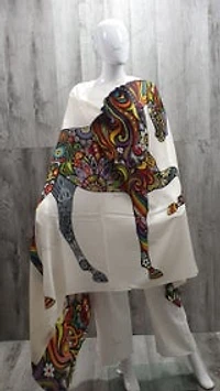 Cashmere Horse White Shawl