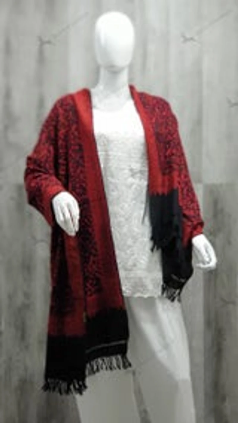 Cashmere Stole with Ari hand Work ( similar to crewel work ) Handmade