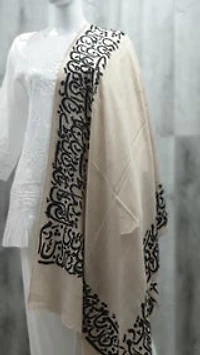 Pure Pashmina Stole Sozni Hand Embroidered calligraphy (ONE OF A KIND)