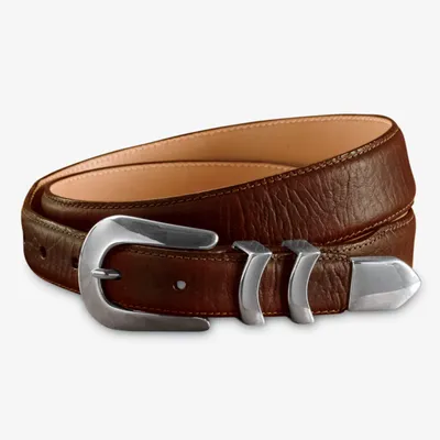 Men's Bison Leather Tapered-Edge Belt Brown Orvis