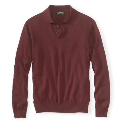 Men's Cotton/Silk/Cashmere Long-Sleeved Polo Shirt Sweater Small Orvis