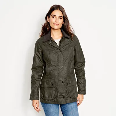 Women's Barbour Classic Beadnell Jacket Olive Us Waxed Cotton