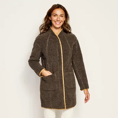 Women's Sherpa Fleece Cozy Cocoon Coat Peat Fleece/Synthetic Orvis