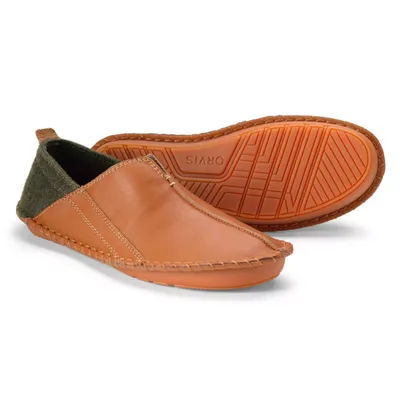 Men's Indoor/Outdoor Leather Slippers Olive/Tan Orvis