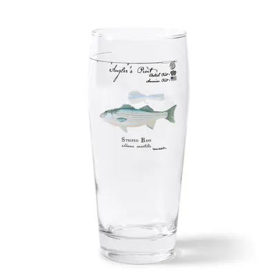 Angler's Fish Beer Pint Glass Striper Karen Talbot