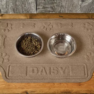 Personalized Water Trapper Pet Placemat | Charcoal | Size 1'8 | Recycled Materials