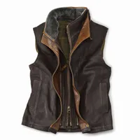 Men's Trekker Goatskin and Shearling Vest Leather/Shearling Orvis