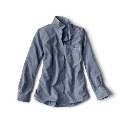 Orvis Tech Chambray Short-sleeved Work Shirt - Women's Blue Fog M