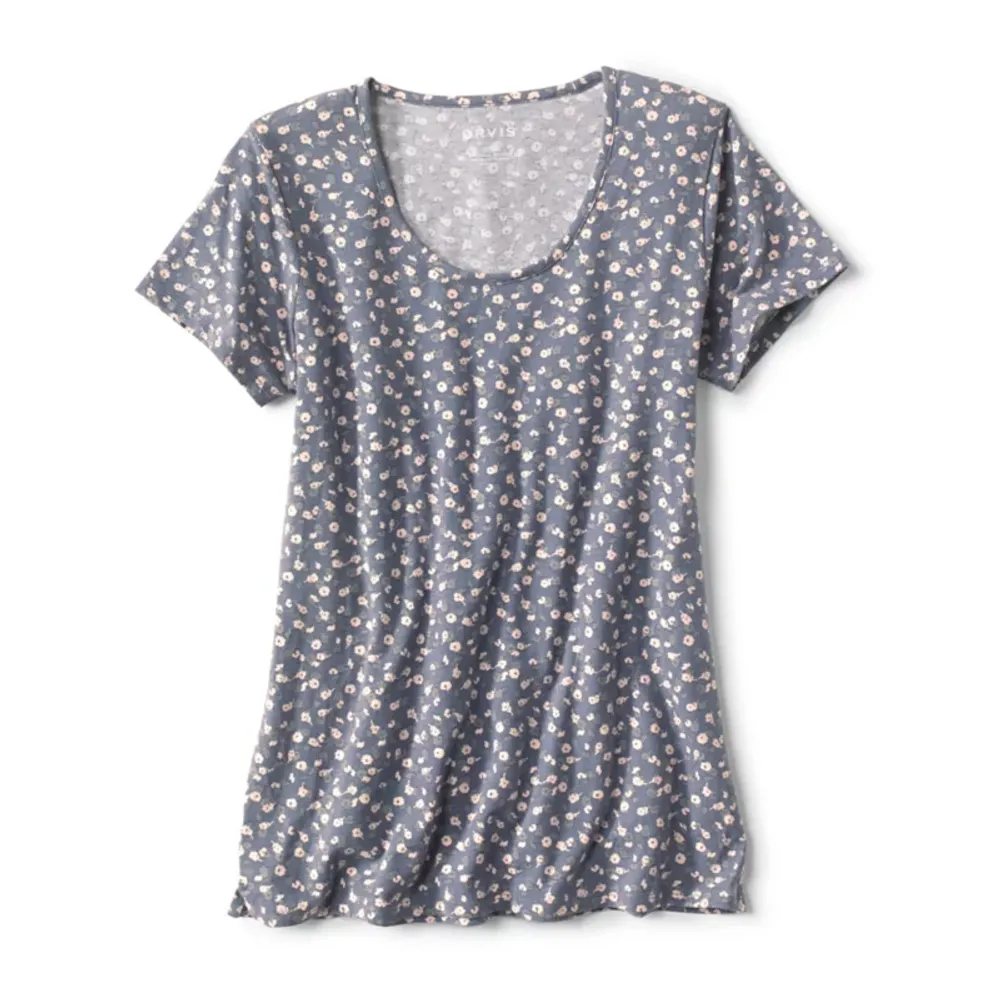 Orvis Women's Trout Floral Poly Blend T-Shirt Mint Cotton Orvis