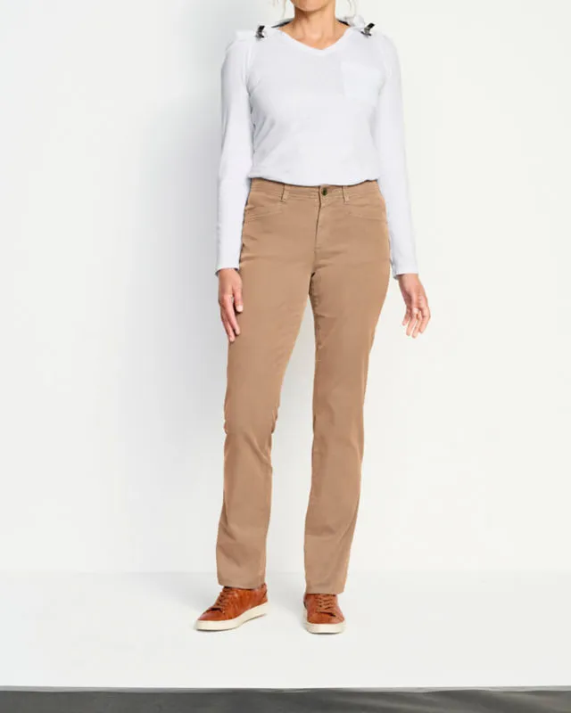 Women's Lakewashed Pull-On Chinos, Mid-Rise Chambray Ankle Pants