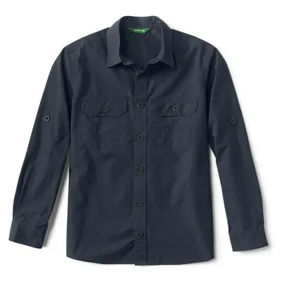Men's Quest Poplin Water-Resistant Long-Sleeved Shirt Cotton Orvis