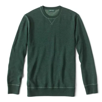 Men's Merino Wool Eco-Friendly Crewneck Sweater Dark Pine Orvis