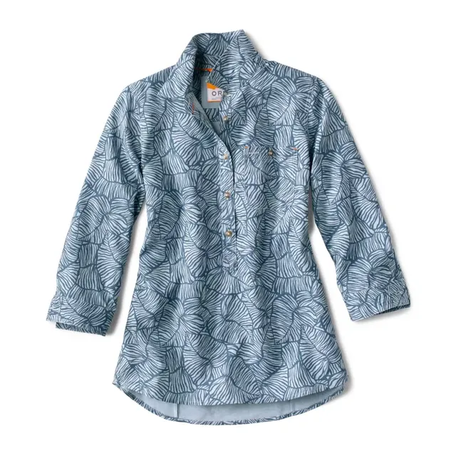 Orvis Tech Chambray Short-sleeved Work Shirt - Women's Blue Fog M