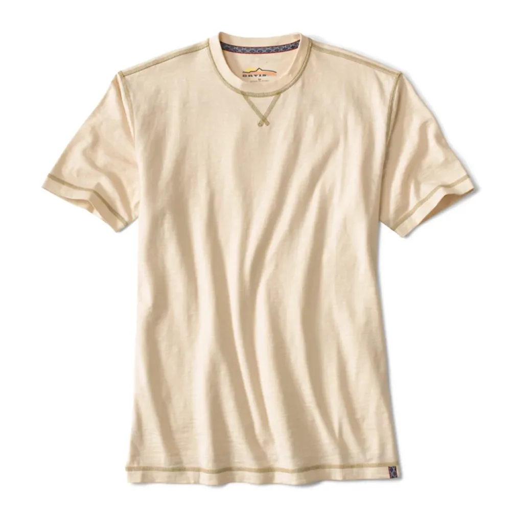 Orvis Men's Crew neck Long Sleeve Slub Shirt Classic Fit Shirt XL