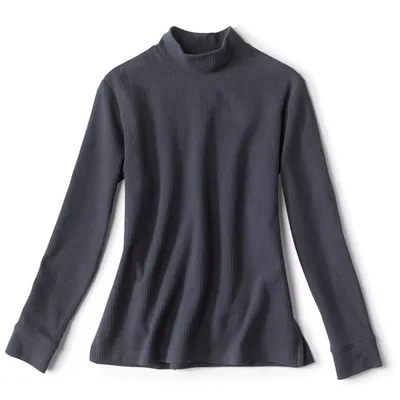 Women's Live-In Waffle V-Mockneck Sweatshirt Cotton/Recycled Materials Orvis