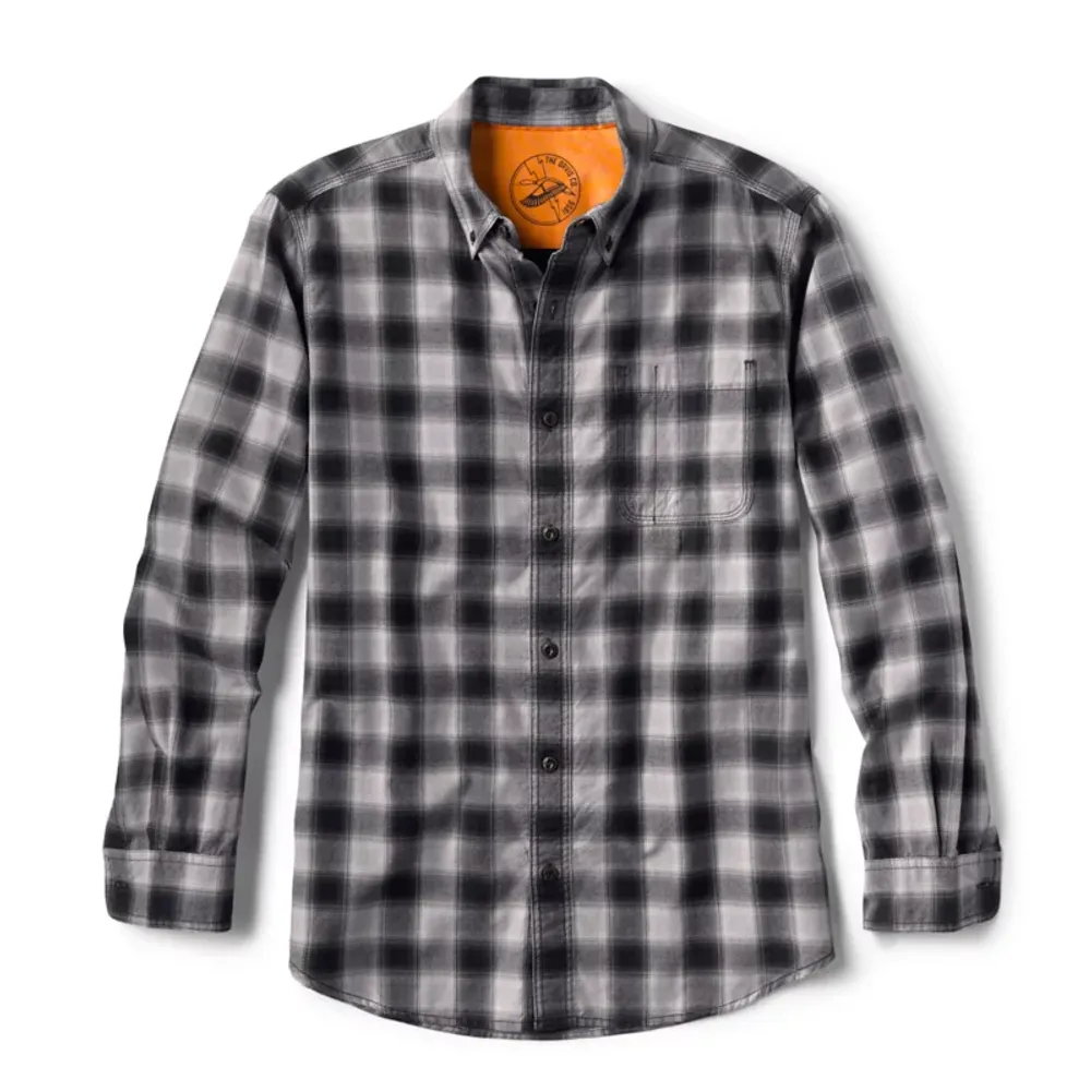 Orvis Blue Plaid Heavyweight Flannel Button Front