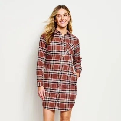 Women's Lodge Flannel Shirt Dress Cotton/Flannel Orvis