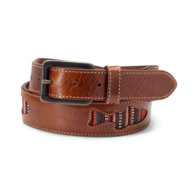 No. 1 Leather Belt - Italian Bridle Leather - Brown Leather with Brass, Large. Adjusts to Fit Sizes 34 - 42